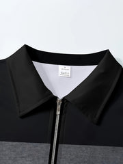 Unique 1/4 Zippered Color Block Long Sleeved Shirt - Men's Casual gotmes-shop