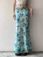 Vintage Floral Print Mesh Long Skirt with Bow - Retro Y2K Aesthetic - Women's Fashion - Polyester Blend - Knit Fabric - Seasonal All Year Round - Exclusive Collection voguable