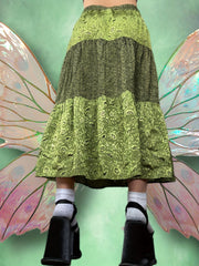 Patchwork Graphic Print Skirt, Elegant & Vacation Drawstring Midi Skirt For Spring & Summer, Women's Clothing voguable