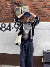 1pc Men'S Casual Crew Neck Striped Viscose Sweater - All-Season Loose Fit Knit Fabric with Slight Stretch voguable