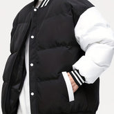 Thick Contrast Color Plus Size Men's Puffer Baseball Jacket - Raglan Jacket for Fall Winter - Men's Clothing gotmes-shop