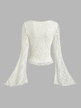Elegant Polyester Blouse for Women - 1pc Long Sleeve Square Neck Knit Fabric Shirt - All-Season Hollow Out Pirate Princess Tee for Thanksgiving voguable