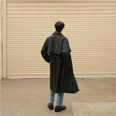 Voguable Autumn New Korean Fashion Double Breasted Windbreaker Men's Middle Long Loose Handsome Men's Trench Coat Belt 9Y5262 voguable