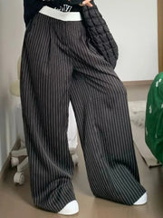 Grey Wide Leg Pants - Y2K-Inspired, Casual Loose Fit, Non-Stretch Polyester, Machine Washable for Women voguable