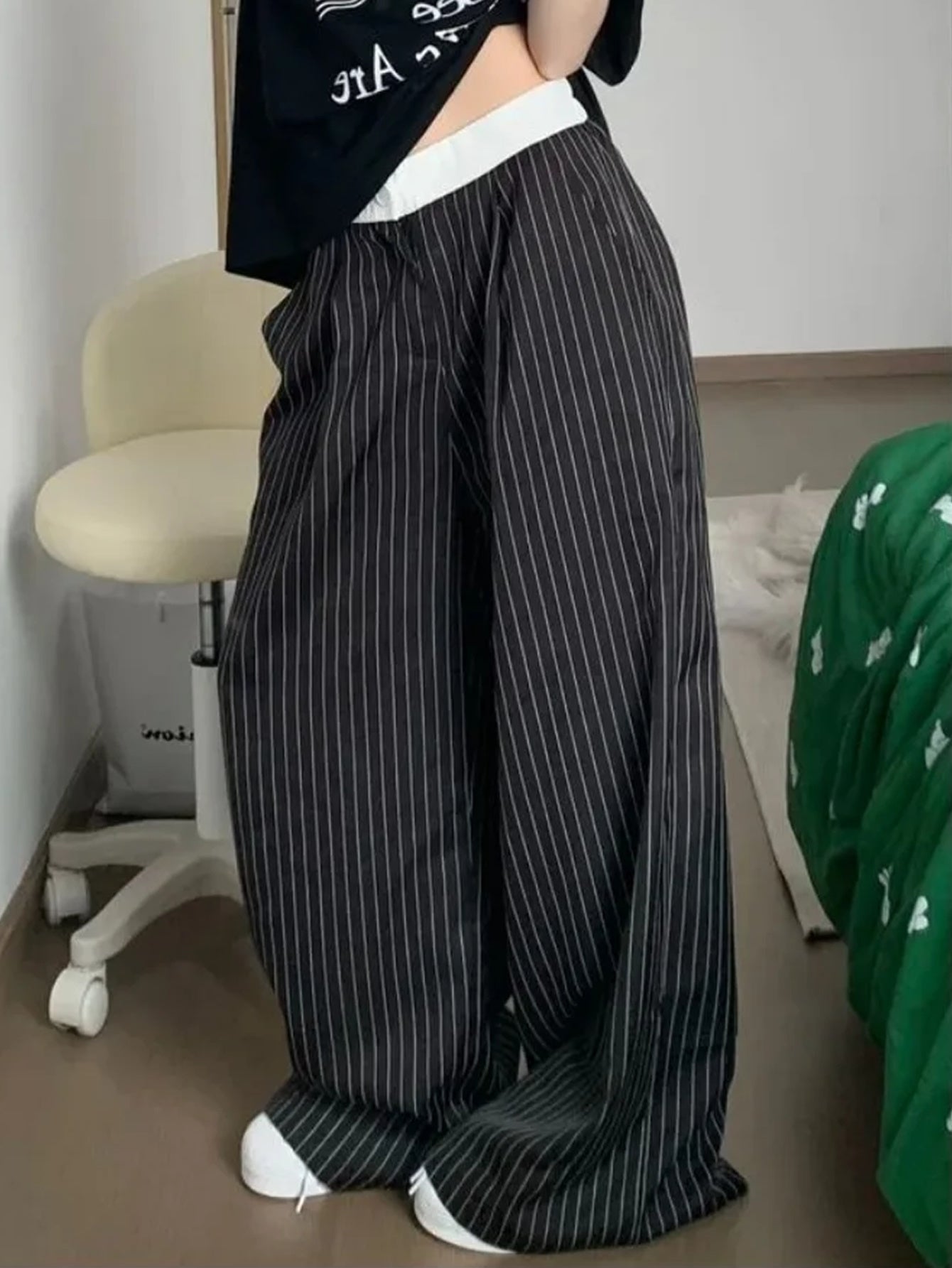 Grey Wide Leg Pants - Y2K-Inspired, Casual Loose Fit, Non-Stretch Polyester, Machine Washable for Women voguable