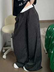 Grey Wide Leg Pants - Y2K-Inspired, Casual Loose Fit, Non-Stretch Polyester, Machine Washable for Women voguable