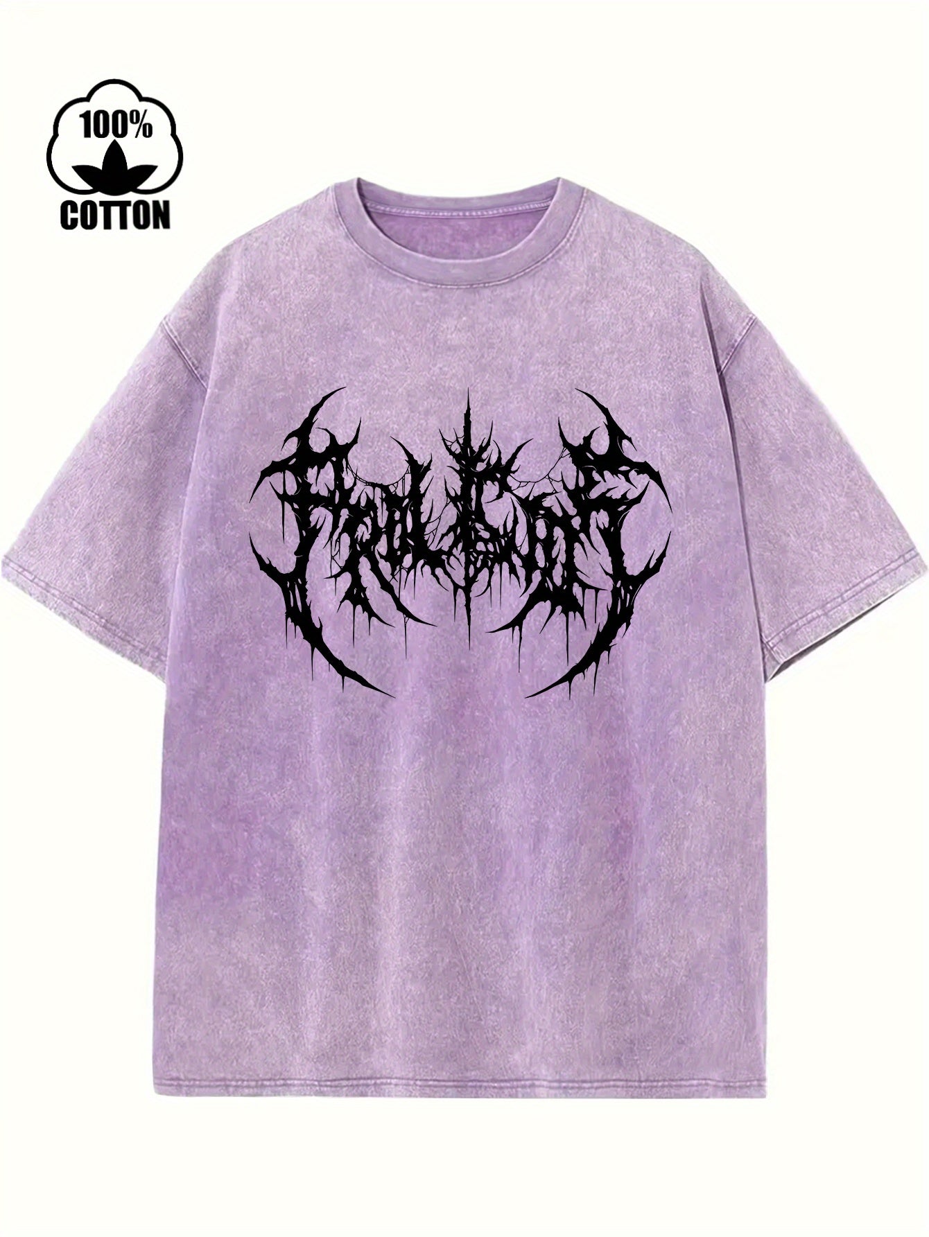 Creative Abstract Pattern Print Vintage Acid Washed Cotton T-shirt For Men, Suitable For Summer voguable