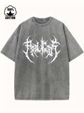 Creative Abstract Pattern Print Vintage Acid Washed Cotton T-shirt For Men, Suitable For Summer voguable