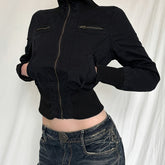 Medium-high Collar Stand Collar Waist-concealing Slimming Zipper Jacquard Jacket voguable