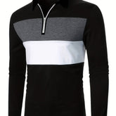 Unique 1/4 Zippered Color Block Long Sleeved Shirt - Men's Casual gotmes-shop