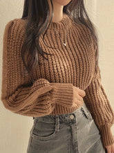 Cozy Crew Neck Crop Sweater - Women's Casual Long Sleeve Knitwear for Fall & Winter - Soft, Warm, and Comfortable Clothing for Everyday Wear voguable