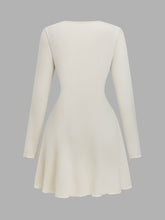 Elegant Long Sleeve A-line Dress - Button Front Bow Decor, Spring & Fall, Women's Clothing voguable