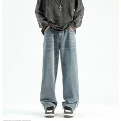 Voguable Men's Loose Leisure Casual Pants Black/blue Color Baggy Homme Cargo Pocket Wash Jeans Biker Denim Trousers Big Size M-5XL