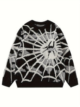 Cozy Spider Web Knit Sweater - Casual Loose Fit Pullover for Men, Perfect for Fall & Winter voguable
