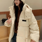 Chic Korean-Inspired Winter Coat for Women - Casual Long Sleeve, Solid Color, Polyester, Non-Stretch Fabric voguable
