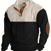 Long Sleeve Color Block Corduroy Sweater - Men's Casual Knitted Outerwear for Autumn and Winter - Stand Collar gotmes-shop