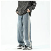 Voguable Men's Loose Leisure Casual Pants Black/blue Color Baggy Homme Cargo Pocket Wash Jeans Biker Denim Trousers Big Size M-5XL