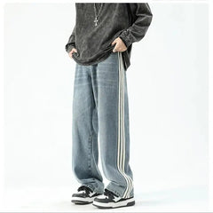 Voguable Men's Loose Leisure Casual Pants Black/blue Color Baggy Homme Cargo Pocket Wash Jeans Biker Denim Trousers Big Size M-5XL