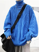 Men'S Fashion Oversized Pullover Sweater, Acrylic 100% High Neck Knit Fabric, Casual Solid Color, Slight Stretch, Regular Fit for Fall/Winter - Teen & Adult, Plus Size voguable