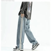 Voguable Men's Loose Leisure Casual Pants Black/blue Color Baggy Homme Cargo Pocket Wash Jeans Biker Denim Trousers Big Size M-5XL