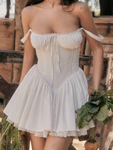 Strap White Lace Patchwork Halter Dress mysite