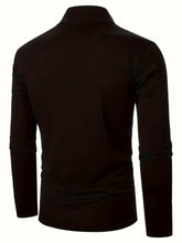 Unique 1/4 Zippered Color Block Long Sleeved Shirt - Men's Casual gotmes-shop