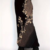 Elegant Vintage Floral Print Low-Rise Maxi Skirt - Stretchy Polyester Blend, Machine Washable, for Autumn, Spring voguable