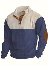 Long Sleeve Color Block Corduroy Sweater - Men's Casual Knitted Outerwear for Autumn and Winter - Stand Collar gotmes-shop