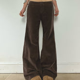 Vintage-Inspired Brown Corduroy Flare Pants with Zipper - Low Rise, Bell Bottoms, Machine Washable, Polyester - Chic & Comfortable for All Seasons voguable