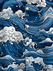 Men's Fashion Waves Pattern Allover Print Short Sleeve Button Up Lapel Hawaiian Style Shirt For Summer Resort Vacation gotmes-shop