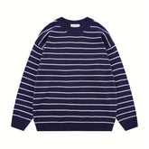 Vintage-Inspired Striped Crew Neck Sweater - Casual, Soft Knit Pullover for Couples, Machine Washable - Perfect for Spring & Fall voguable