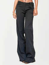 Women'S Casual Versatile Striped Woven Pants, 95% Polyester 5% Elastane, All-Season Straight Leg Trousers, 150g/m² Fabric Weight, Perfect for Adult - Woven Polyester 95.00% voguable