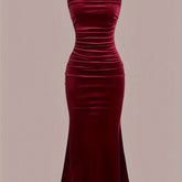 Elegant Directional Dress, Velvet Dress, Spaghetti Strap Bustier Mermaid Dress, Graceful Dress, Valentine'S Day Dress, Party Gown. voguable