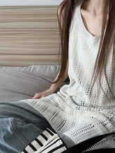 Chic Korean-Inspired Sleeveless Knit Tank Top with Eyelet Detail - Breathable Polyester Blend, Perfect for Spring & Summer - Available in Solid Color, Round Neck, Grid, Long voguable
