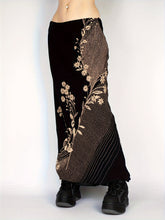 Elegant Vintage Floral Print Low-Rise Maxi Skirt - Stretchy Polyester Blend, Machine Washable, for Autumn, Spring voguable