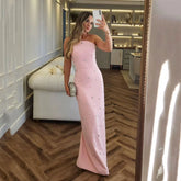 Pink Strapless Party Gown 2025 Sexy Crystal Beaded Mermaid Women Guest Dress Formal Prom Dress Evening Dress Customized voguable