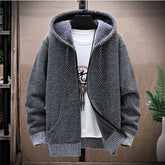 Winter Fleece Sweatercoat Men Thick Warm Hooded Kintted Mens Sweater Cardigan Solid Casual Knitting Jacket Coat Male Clothing voguable