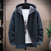 Winter Fleece Sweatercoat Men Thick Warm Hooded Kintted Mens Sweater Cardigan Solid Casual Knitting Jacket Coat Male Clothing voguable