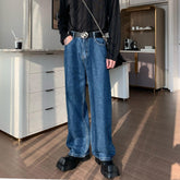 Elastic Waist Wide Leg Straight Jeans mysite