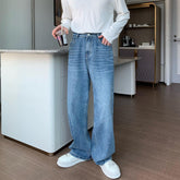 Elastic Waist Wide Leg Straight Jeans mysite