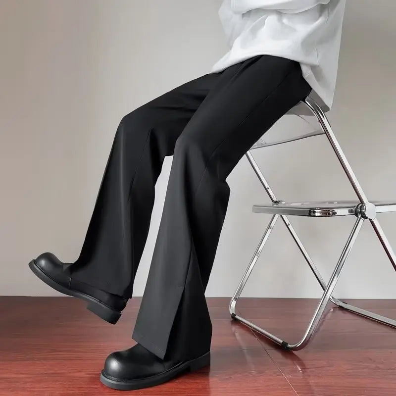 Fashion Spring Autumn Men Split High Waist Trousers Male Long Thin Solid Color Pant Men's Casual Straight Suit Pants voguable