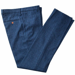 Wool Blue Herringbone Tweed Custom Made Men's Suits Tailor Suit Blazer Suits for Men 3 Piece (Jacket+Pants+Vest) Costume Homme voguable