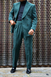 Voguable 2 Pieces Men Suits Tailor-Made Stripes Herringbone Corduroy Solid Color High Quality Fashion Blazer Pants Formal Wedding voguable