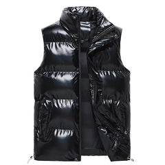 New Men's Sleeveless Jacket Fashion Vest Winter Warm Pockets Cotton Padded Jackets Mens White Black Waistcoat 5Xl voguable