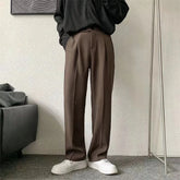 Voguable Brown/Black Suit Pants Men Fashion Society Mens Dress Pants Korean Loose Straight Casual Pants Mens Office Formal Trousers S-3XL voguable