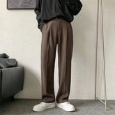 Brown/Black Suit Pants Men Fashion Society Mens Dress Pants Korean Loose Straight Casual Pants Mens Office Formal Trousers S-3XL voguable