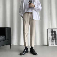 Voguable Korean Style Suit Pants Men Slim Fashion Solid Color Business Society Dress Pants Men Straight Pants Men Soffice Formal Trousers voguable