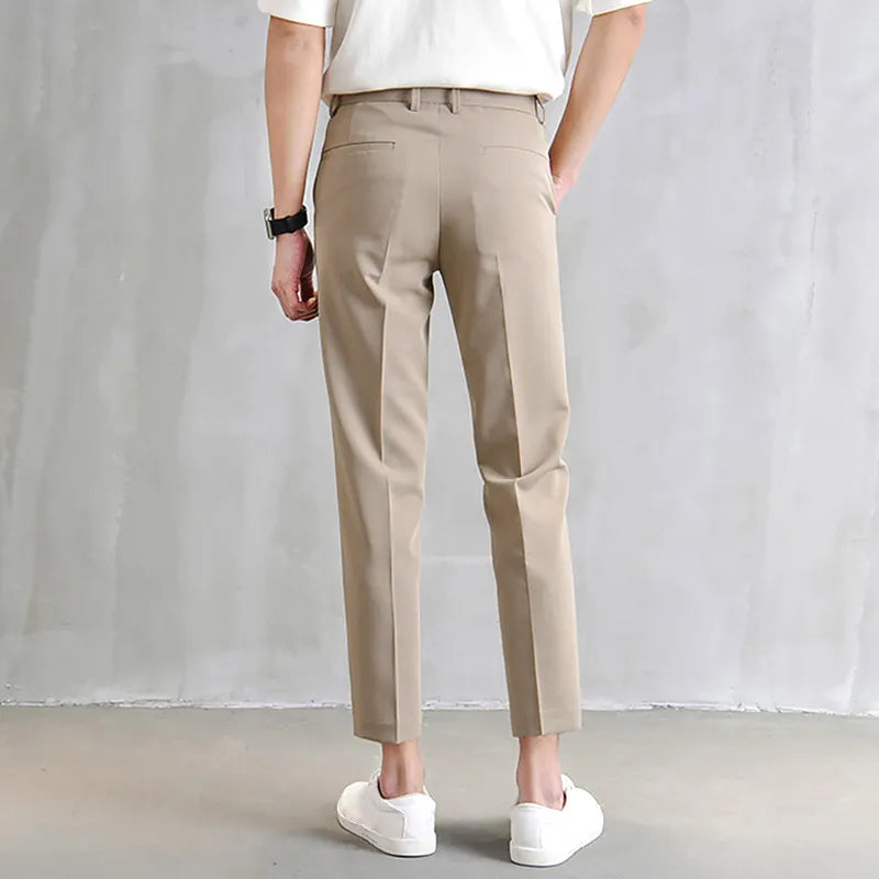 Voguable New Thin Casual Pants Korea Style Straight Slim Suit Bottoms 3 Colors Classic Fashion Business Leisure Solid Color Trousers voguable