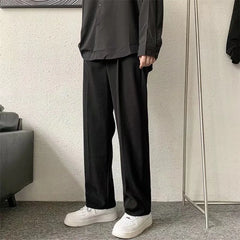 Voguable Brown/Black Suit Pants Men Fashion Society Mens Dress Pants Korean Loose Straight Casual Pants Mens Office Formal Trousers S-3XL voguable
