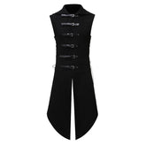Men's Black Gothic Steampunk Velvet Vest Medieval Victorian Double Breasted Men Suit Vests Tail Coat Stage Cosplay Prom Costume voguable